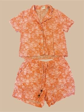 Cynthia Rowley 100% Linen Vacation Button Down Lounge Set
